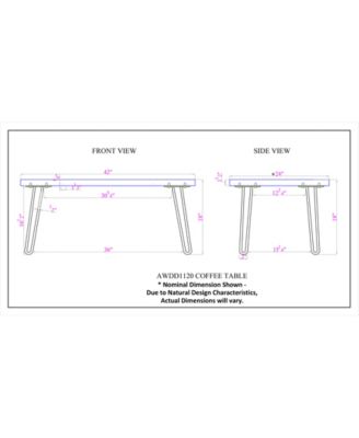 Hairpin Natural Live Edge Wood with Metal 42" Coffee Table