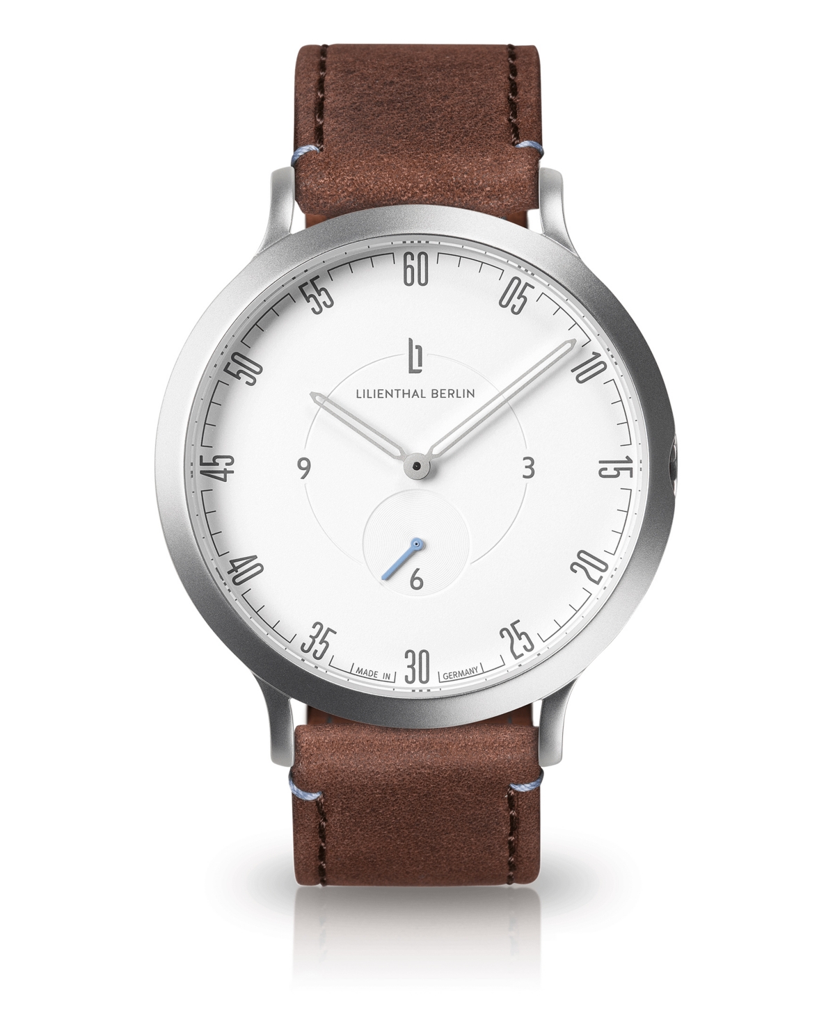 Lilienthal Berlin L1 Standard White Dial Silver Case Leather Watch 42mm