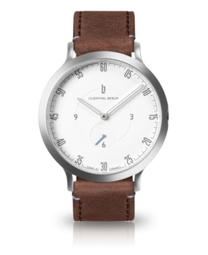 Lilienthal Berlin L1 Standard White Dial Silver Case Leather Watch 42mm In Brown
