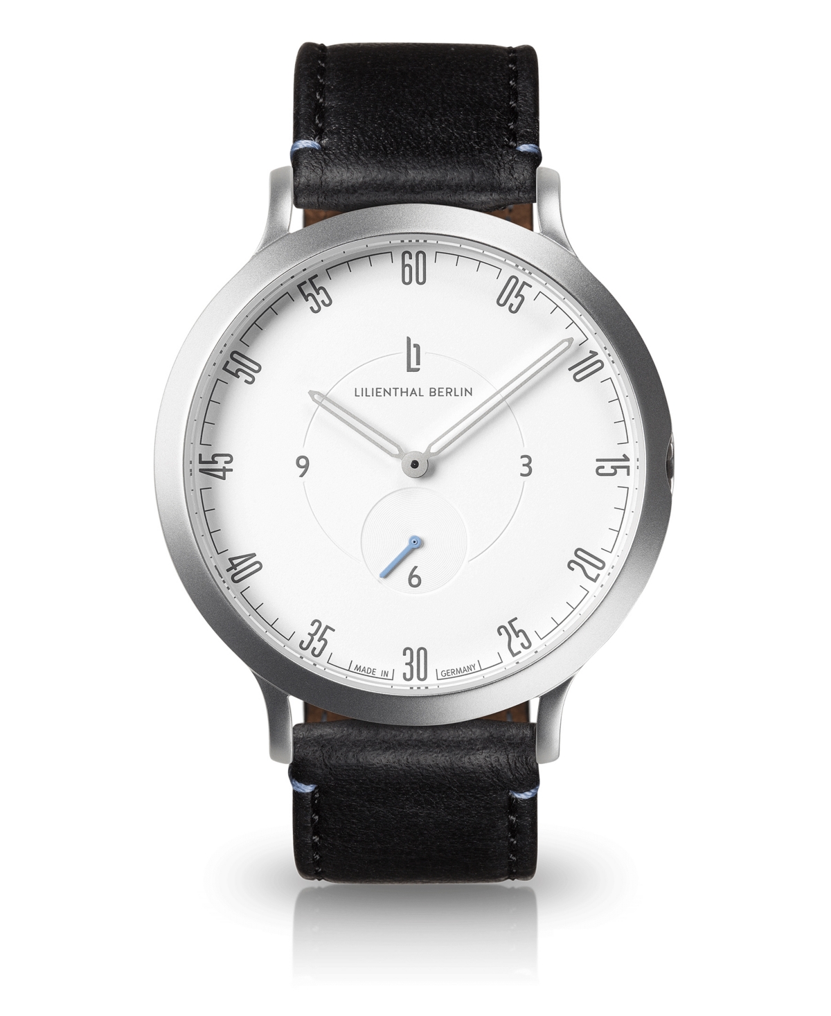Lilienthal Berlin L1 Standard White Dial Silver Case Leather Watch 42mm