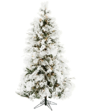 Christmas Time 65' Frosted Fir Snowy Artificial Christmas Tree with Clear Led String Lighting