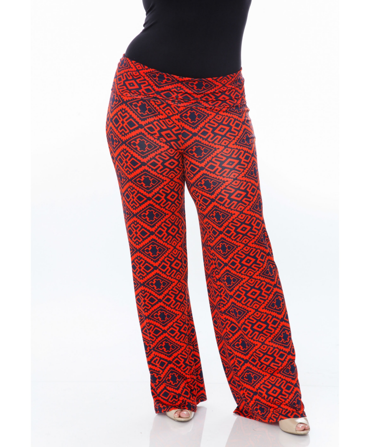White Mark Plus Size Printed Palazzo Pants