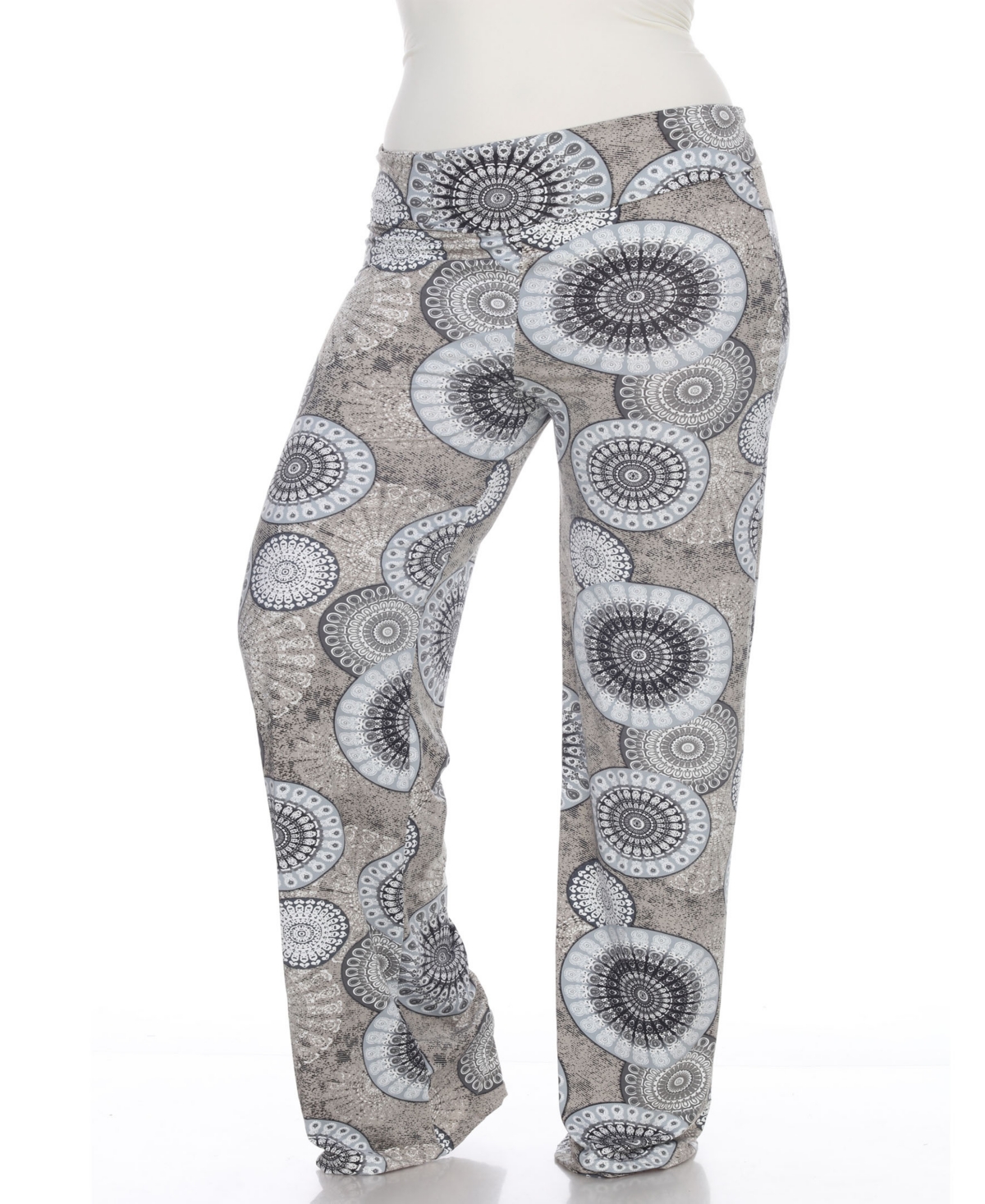 Plus Size Circle Print Palazzo Pants - Grey