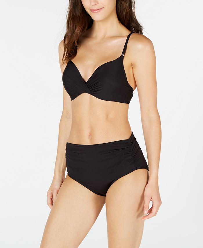 Calvin Klein Pleated Underwire Bikini Top & High-Waist Bikini Bottoms -