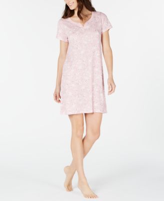 Charter Club - Printed Short Sleeve Cotton Sleep Shirt