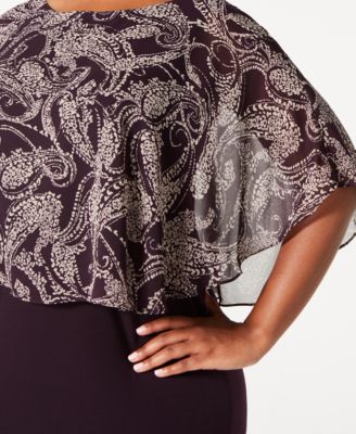 Connected Trendy Plus Size Floral Chiffon Overlay Dress