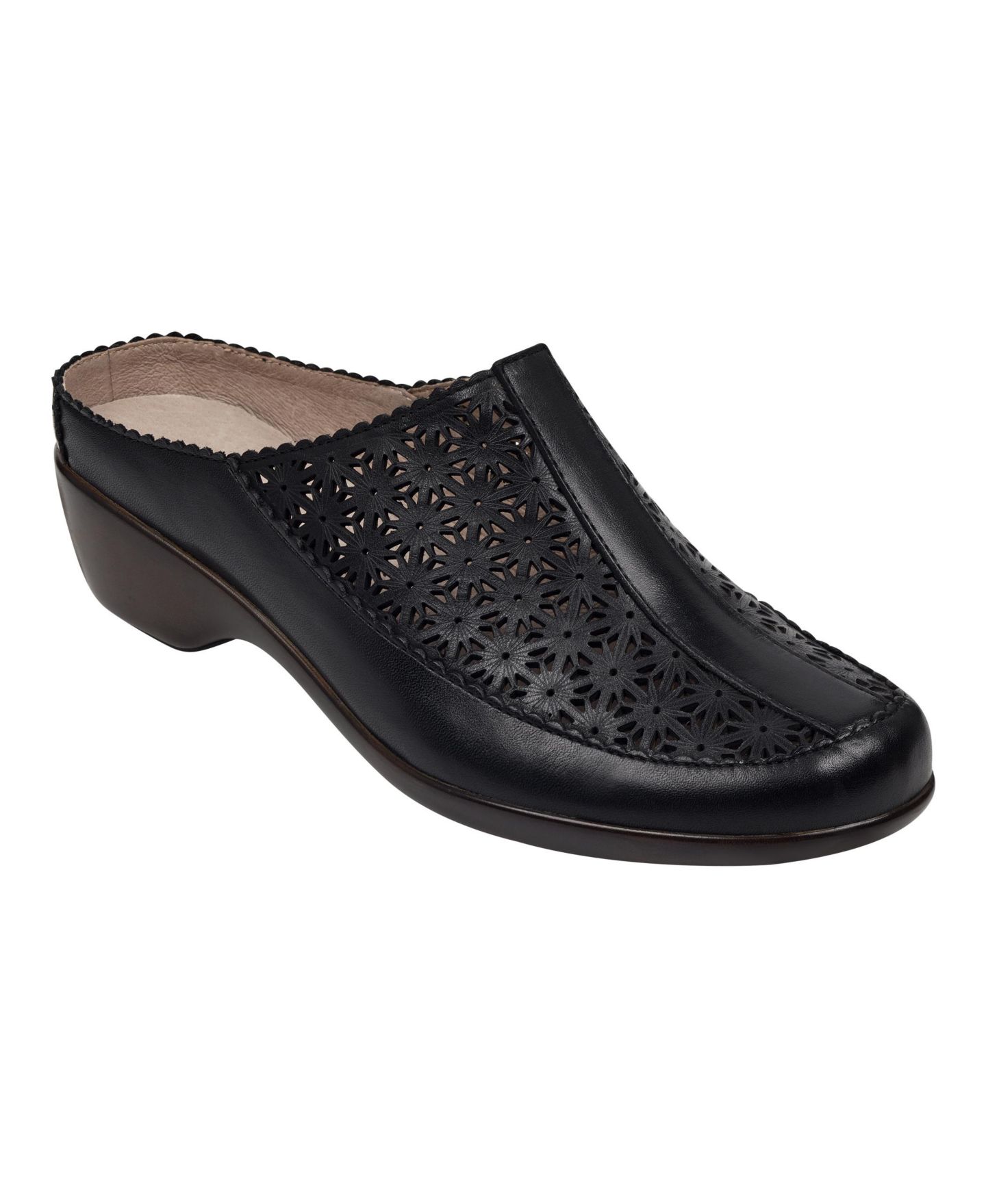Женские сабо Easy Spirit Dusk Block Heel Mules, цвет: Чёрный кожаный — фото 1