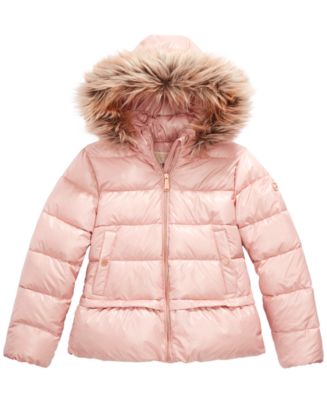 Michael Kors Toddler Girls Faux-Fur-Trim Hooded Puffer Jacket - Macy's