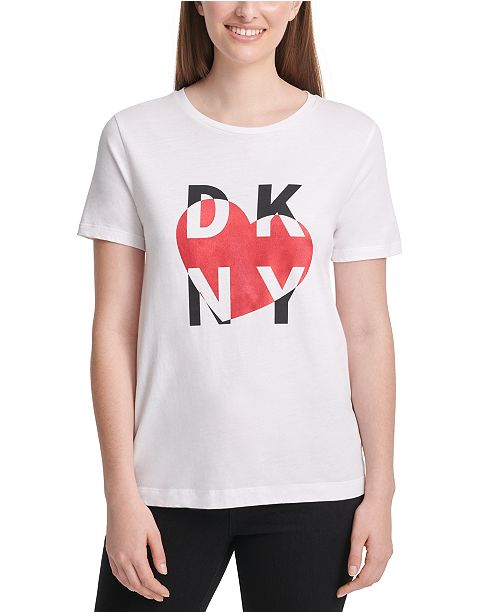Dkny Metallic Heart Logo T Shirt Reviews Women Macy S