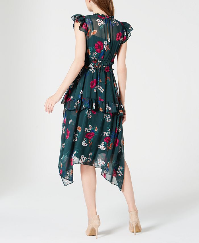 Calvin Klein Surplice Floral Dress - Macy's