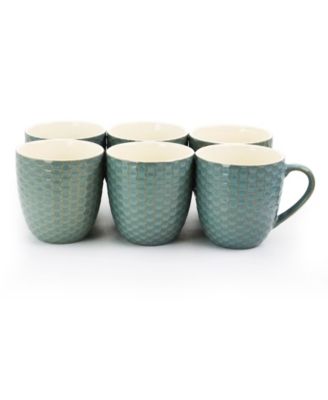 Honeycomb 6 Piece 15 Ounce Mug Set, in Turquoise