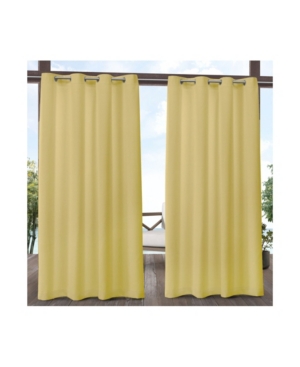 Exclusive Home Delano Heavyweight Textured Indoor/outdoor Grommet Top Curtain Panel Pair, 54" X 84" In Yellow