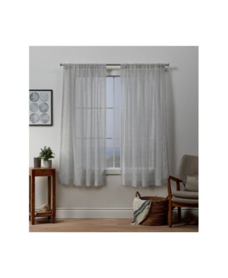 Itaji Sheer Rod Pocket Top Curtain Panel Pair, 54" x 63"