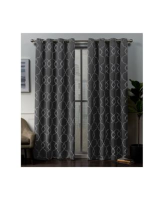 Exclusive Home Belmont Embroidered Woven Blackout Grommet Top Curtain Panel Pair, 52" x 84"