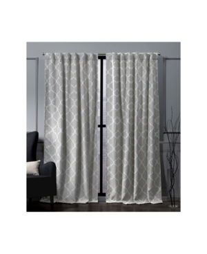 Exclusive Home Treillage Woven Blackout Hidden Tab Top 52" X 96" Curtain Panel Pair In Lightpaste