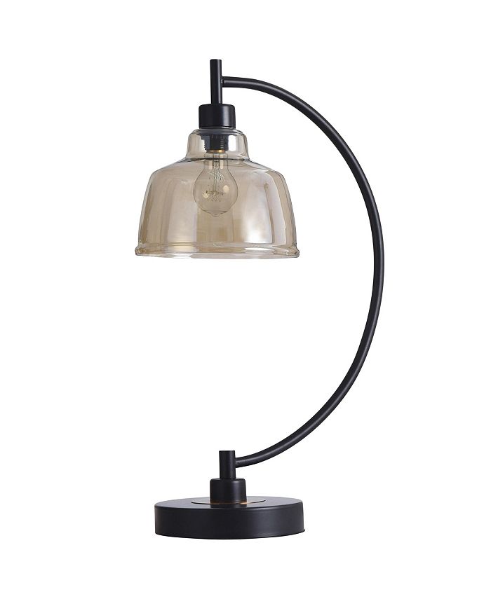 StyleCraft - Black Water Table Lamp 26In Metal Base With Glass Pendant Shade