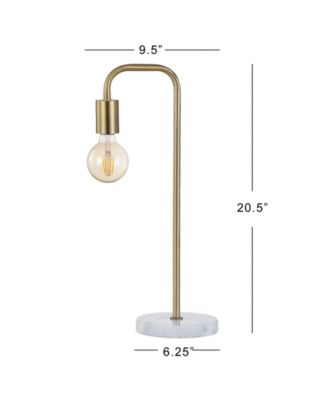 Axel 20.5" Minimalist Glam Gold Pipe Metal/Marble LED Table Lamp