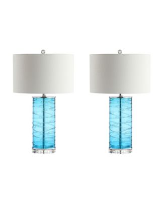 Cole 27.5" Modern Fused Glass Cylinder LED Table Lamp - Set of 2