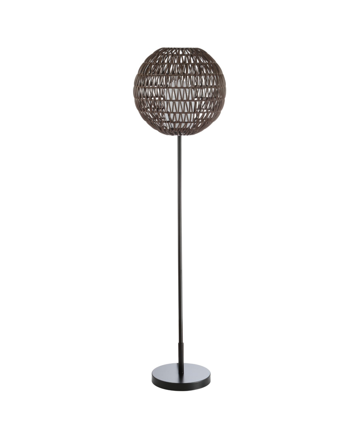 Shop Jonathan Y Bea 61" Outdoor Woven Globe Led Floor Lamp In Coffee,black