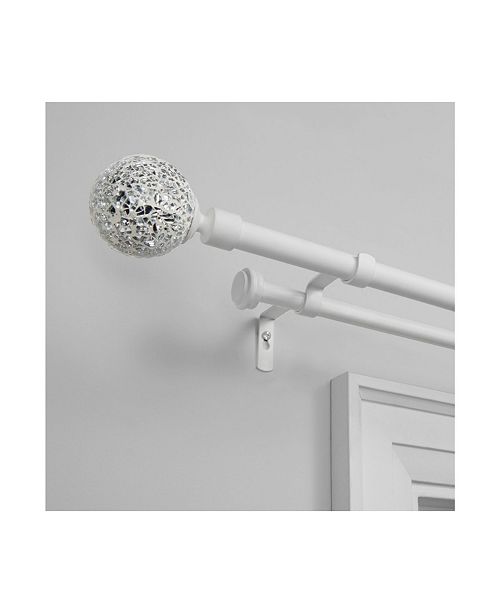 Exclusive Home White Mosaic Double Curtain Rod And Finial Set 36