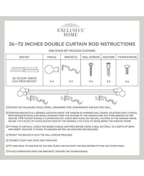 Exclusive Home Fetter Wrap Around Double Curtain Rod 36 72