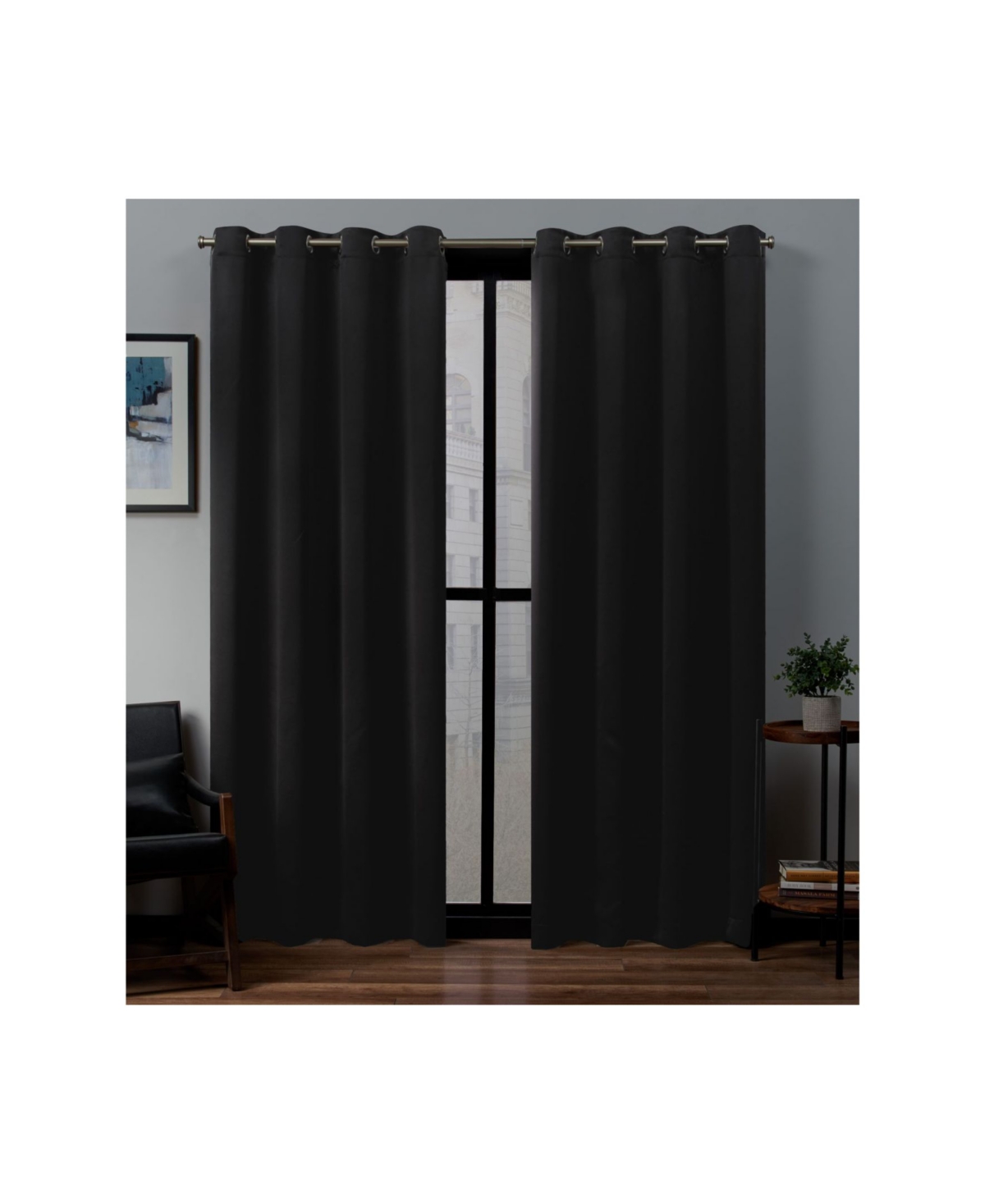 Exclusive Home Sateen Twill Woven Blackout Grommet Top Curtain Panel Pair, 52" x 84"