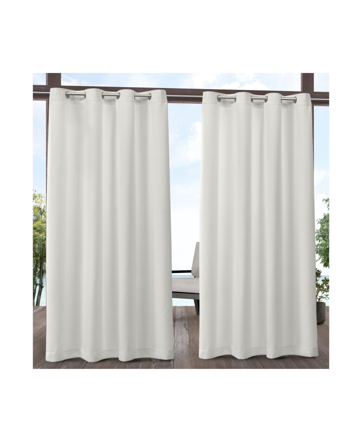 Delano Heavyweight Textured Indoor/Outdoor Grommet Top Curtain Panel Pair, 54" x 96" - Natural