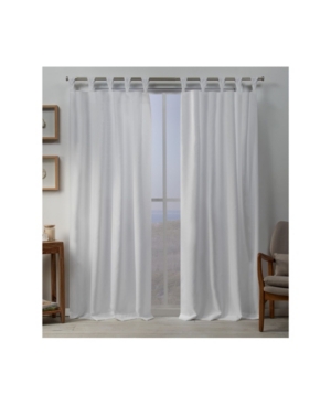 Exclusive Home Loha Linen Braided Tab Top Curtain Panel Pair, 54" X 96" In White