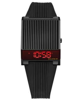 Bulova Men s Digital Archive Computron Black Silicone Strap Watch 31.1x40.3mm Macy s