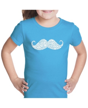image of La Pop Art Girl-s Word Art T-Shirt - Ways To Style A Moustache