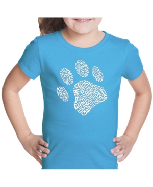 La Pop Art Girl's Word Art T-Shirt - Dog Paw