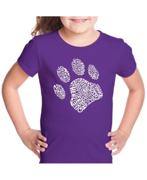 La Pop Art Girl's Word Art T-Shirt - Dog Paw