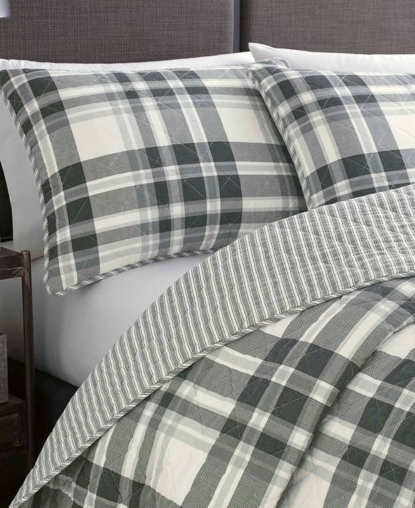 Eddie Bauer Coal Creek Plaid Comforter Set, Twin & Reviews Quilts