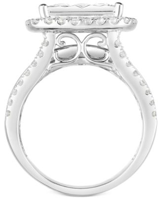 TruMiracle™ Diamond Halo Cluster Engagement Ring (3 ct. t.w.) in 10k White Gold