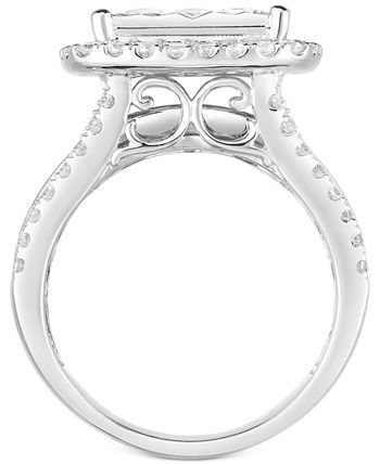 TruMiracle - Diamond Halo Cluster Engagement Ring (3 ct. t.w.) in 10k White Gold