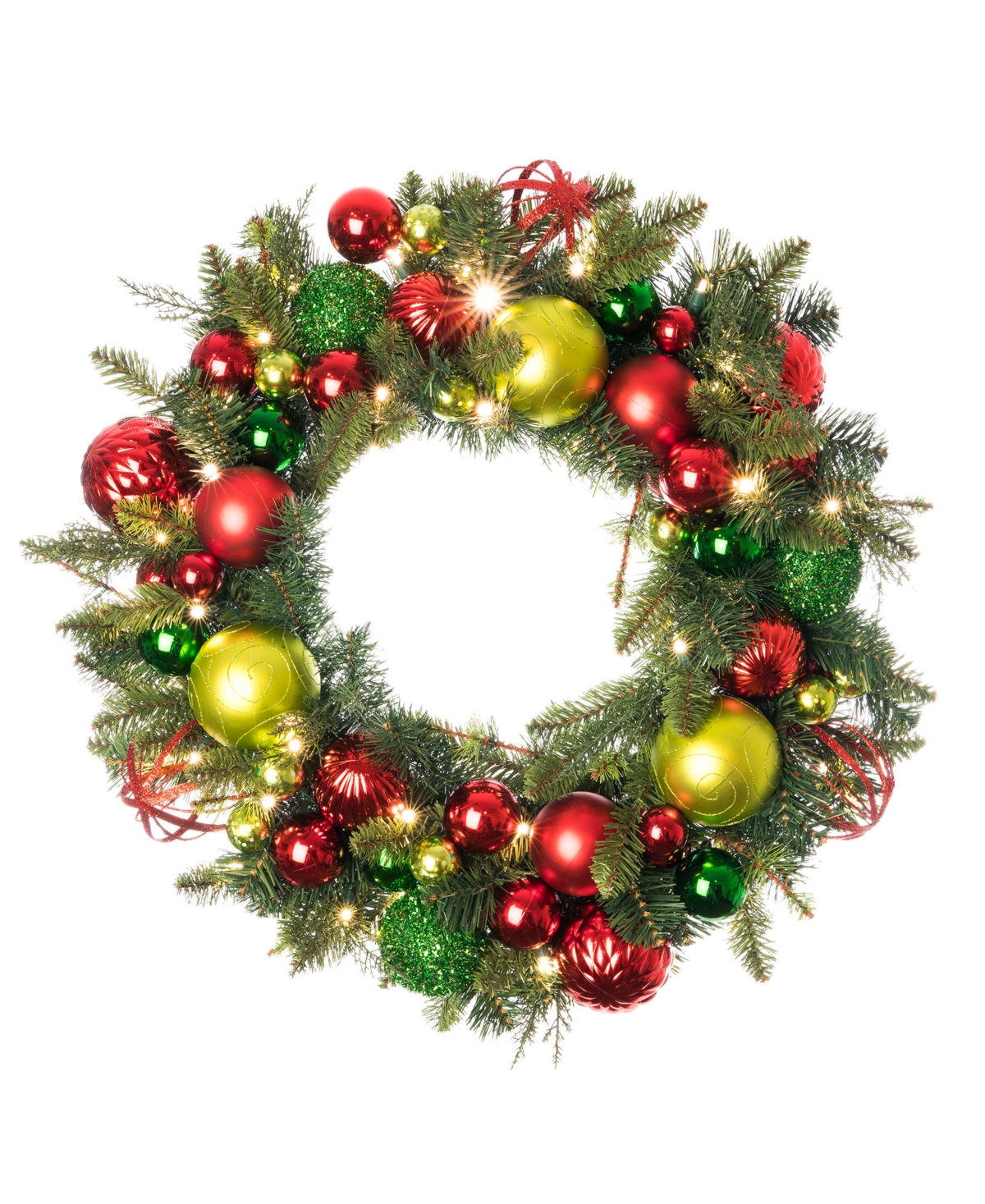 30" Lighted Christmas Wreath, Festive Holiday - Multi