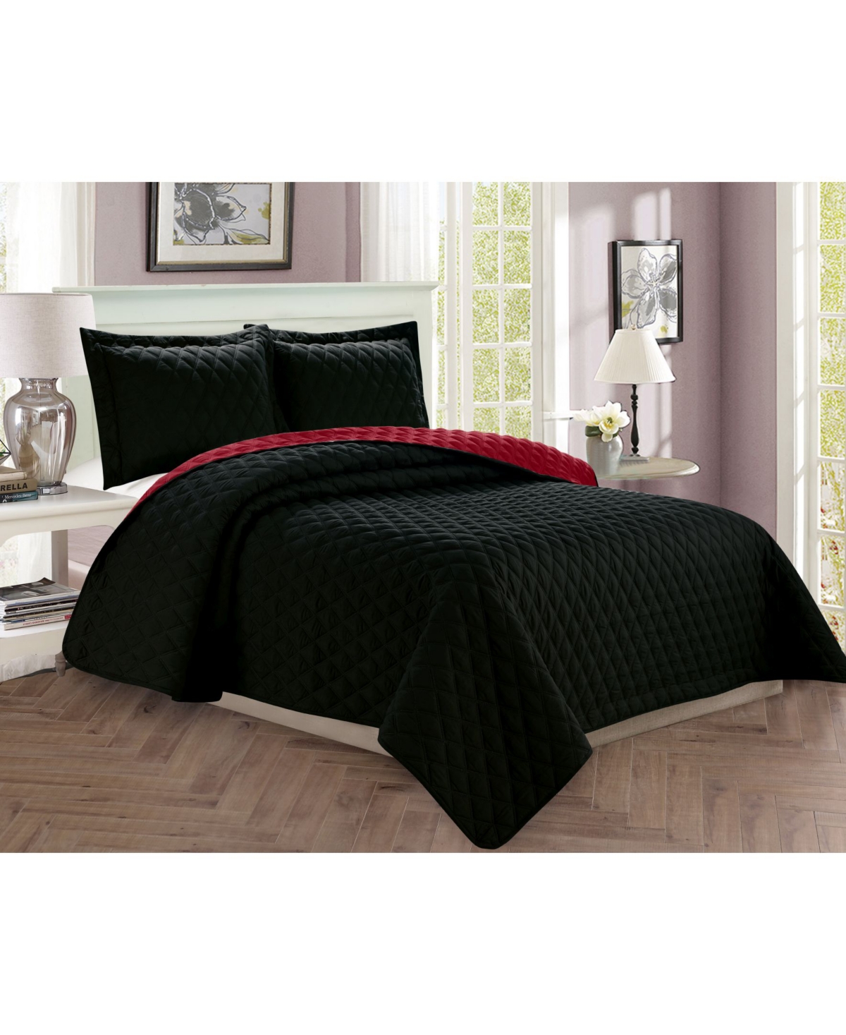 Elegant Comfort Luxury Diamond Design 3-Pc. Quilted Coverlet Set, King/California King