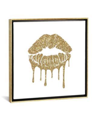 Gold Kiss Mark Drips, Square by Amanda Greenwood Gallery-Wrapped Canvas Print - 18" x 18" x 0.75"