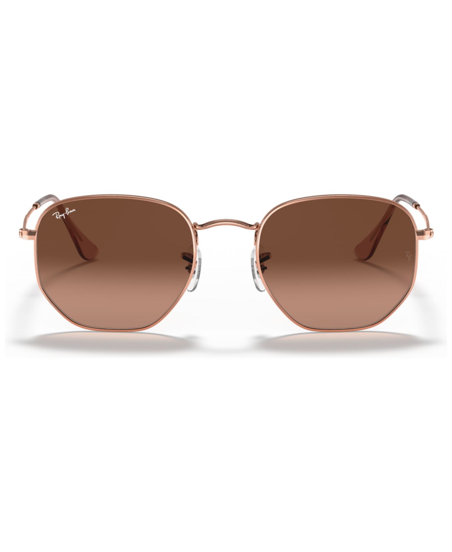 Солнцезащитные очки Ray-Ban Unisex Sunglasses, RB3548N Hexagonal Flat Lenses, цвет: Медный розовый градиентный коричневый — фото 3