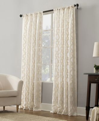 Yvette Trellis Jacquard Sheer Rod Pocket Curtain Panel