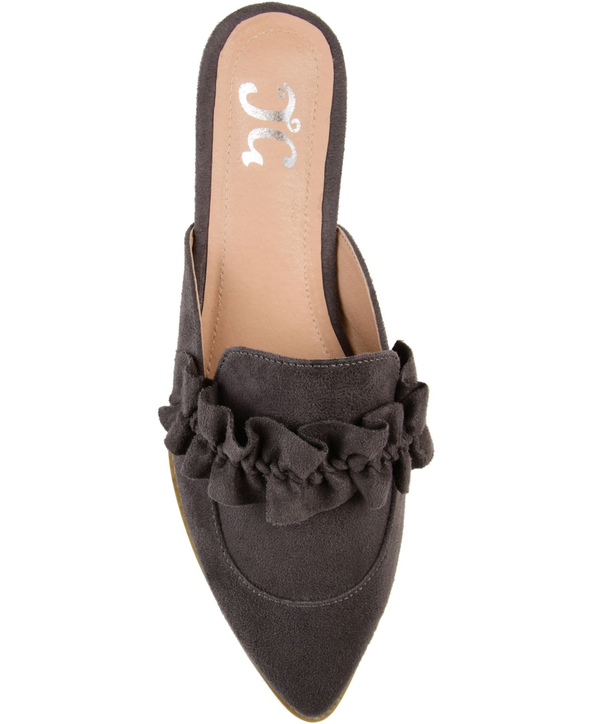 Journee Collection Women's Kessie Ruffle Pointed Toe Slip On Mules