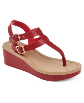 women's red wedges