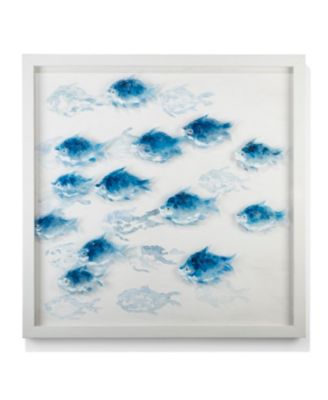 Two's Company - School of Fish Hand-Painted Wall Art - Pine Wood/PS/Canvas/Plexiglas/Metal