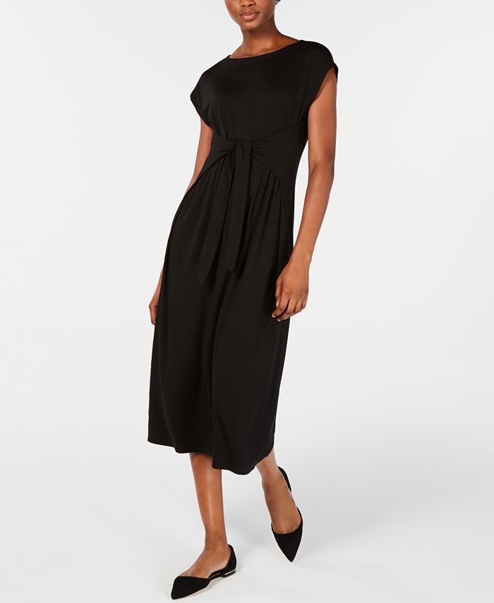 Eileen Fisher Tie-Waist Midi Dress & Reviews - Dresses - Women - Macy's