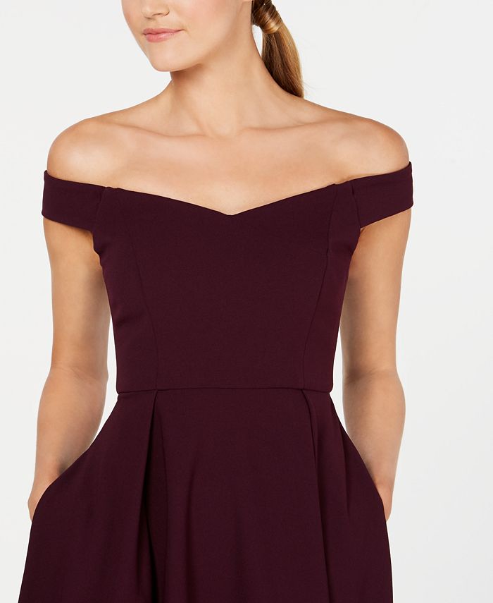 Calvin klein off the online shoulder high low dress