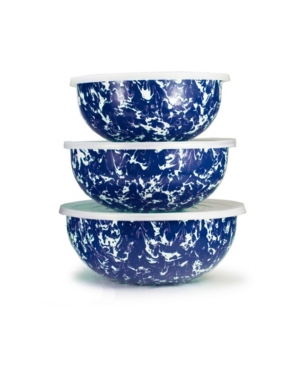GOLDEN RABBIT COBALT SWIRL ENAMELWARE COLLECTION MIXING BOWLS, SET OF 3