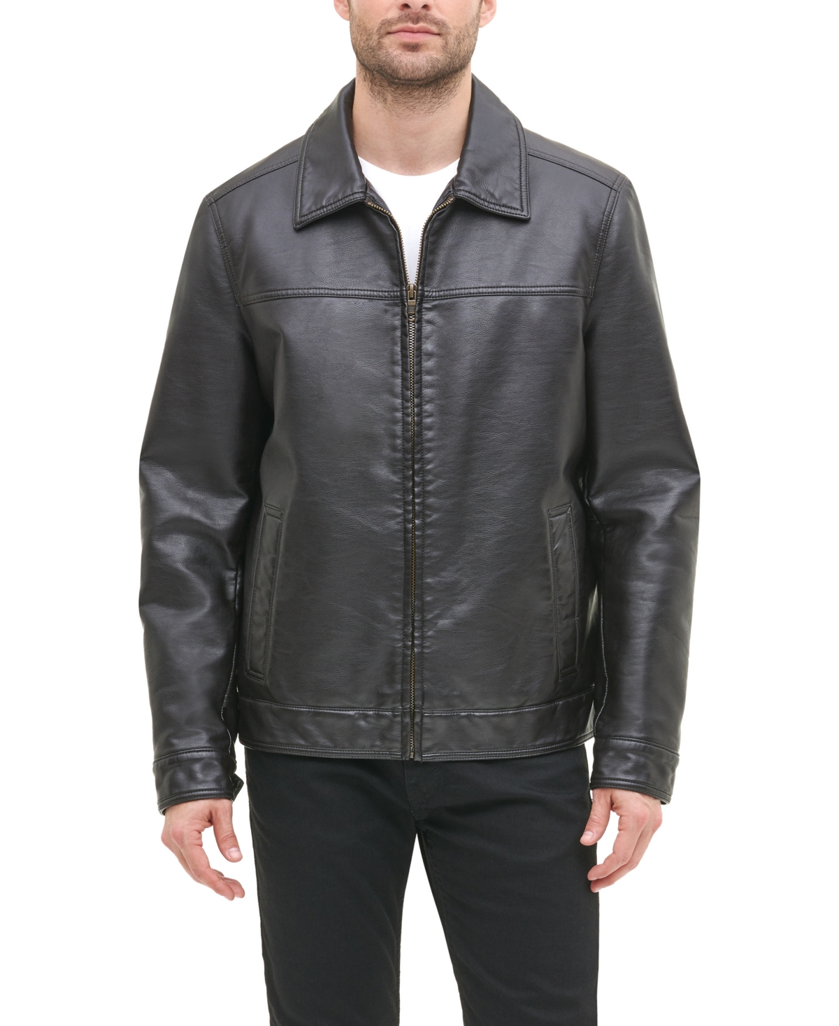Tommy Hilfiger Men's Faux Leather Laydown Collar Jacket