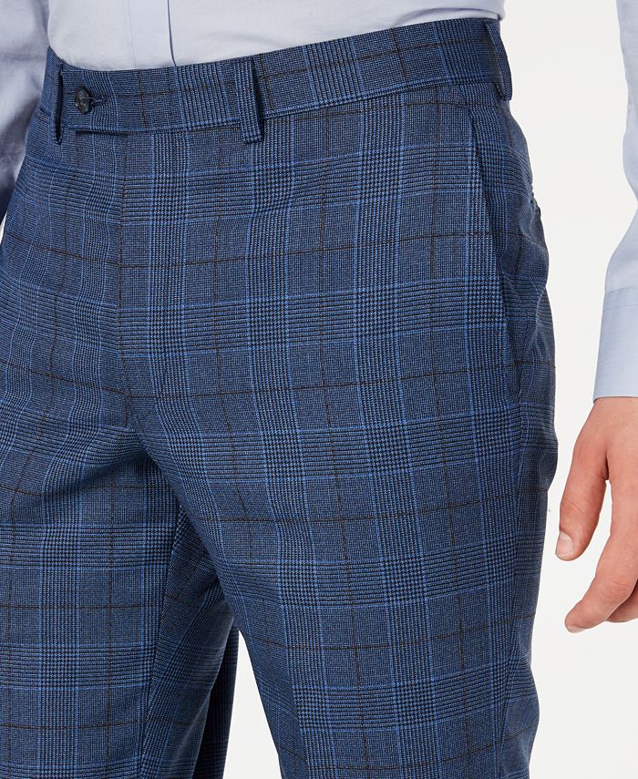 DKNY Men's Modern-Fit Stretch Blue Plaid Suit Pants - Macy's