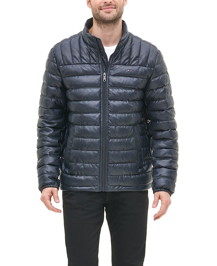 Tommy Hilfiger Men's Quilted Faux Leather Puffer Jacket Macy's