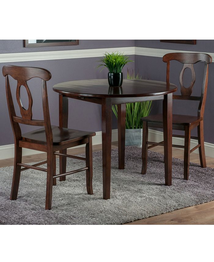 Winsome Clayton 3-Piece Drop Leaf Table with 2 Keyhole Back Chairs Set ...